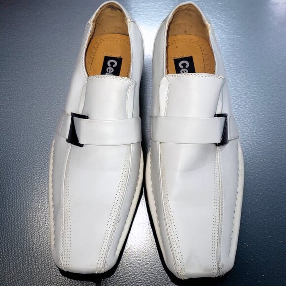 Men’s White square toe Slip-On Dress Shoes - Picture 6 of 7
